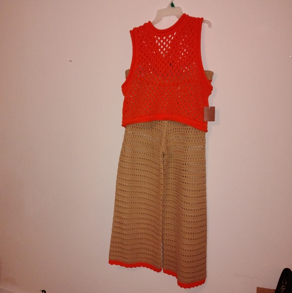 Red and Orange Sleeveless Halter Sundress for Resort Wear